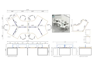 6 Seater Workstation Desk y shape dimensions