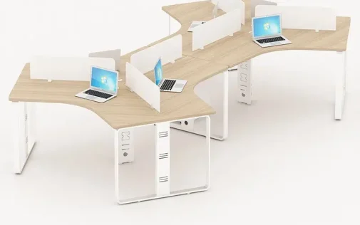 6 Seater Workstation desk monument oak and white combination