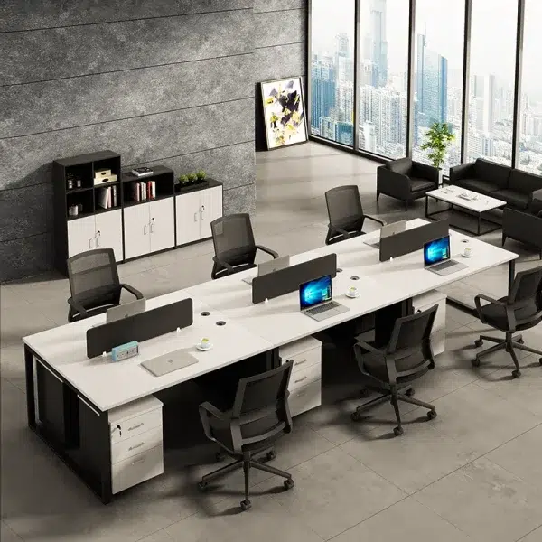 6 Seater Workstation desk white and grey combination