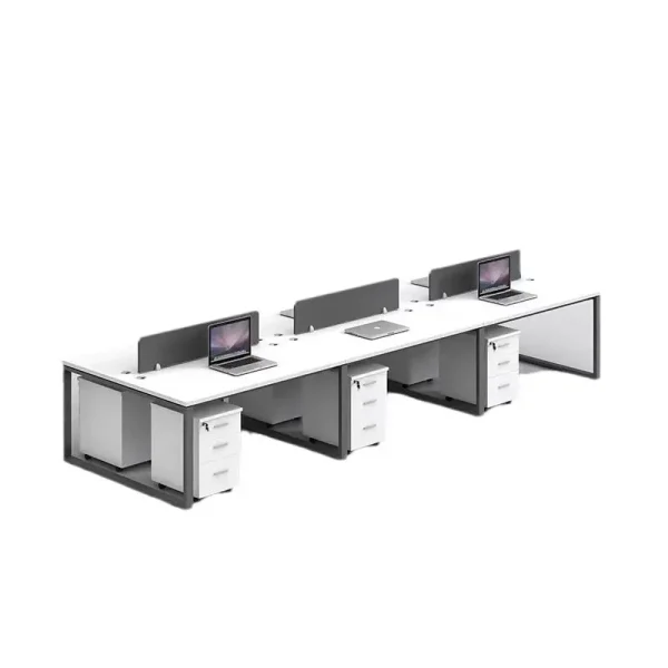 6 Seater Workstation desk white grey