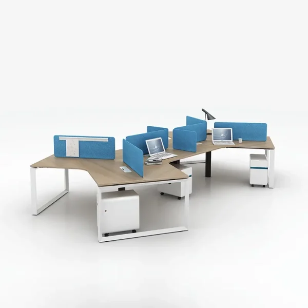 6 Seater Workstation desk y shaped teak and white combination