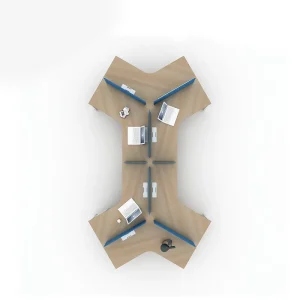 6 Seater Workstation desk y shaped top view
