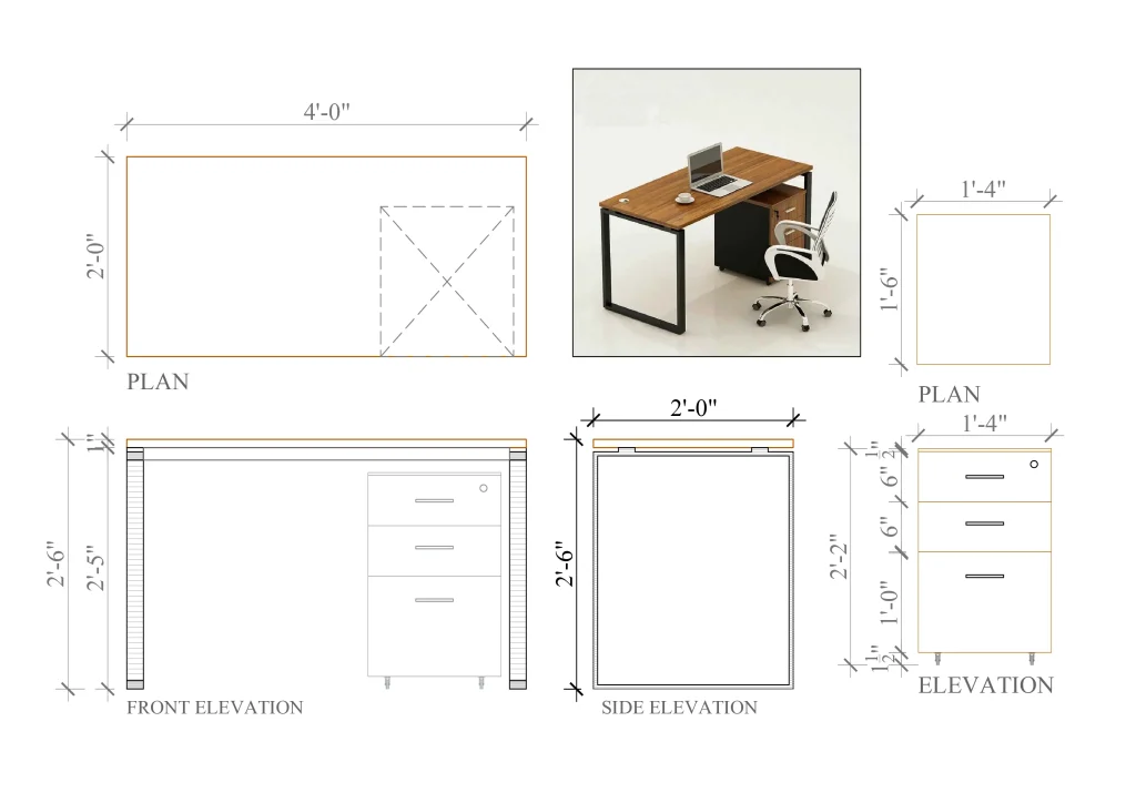 Single Seater Workstation Desk dimensions