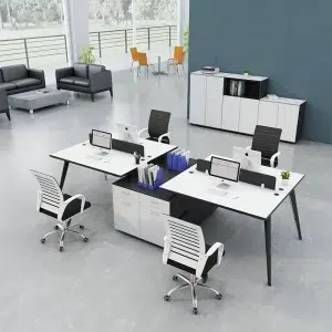 4 seater workstation desk with mobile drawer