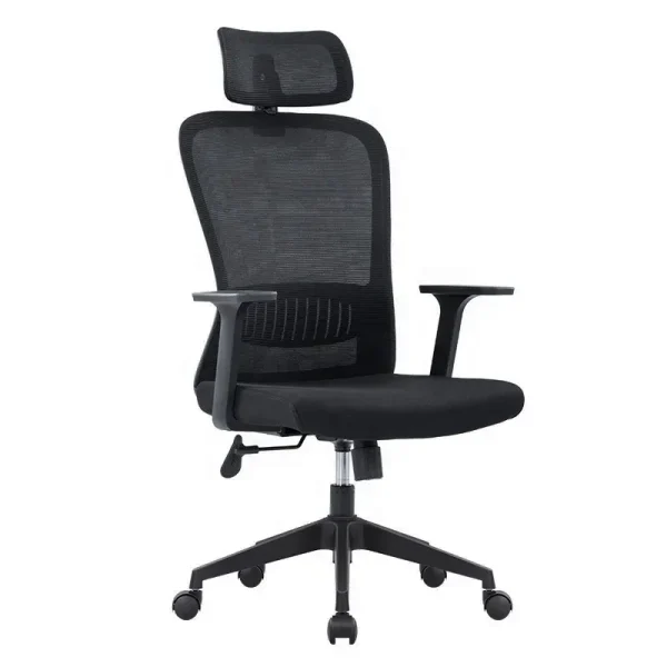 Ergonomic revolving office chair with headrest, armrest and hight adjustable.