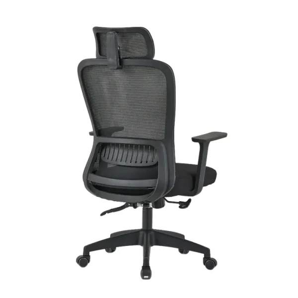 Ergonomic revolving office chair with headrest, armrest and hight adjustable.