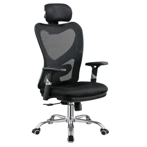 ergonomic office chair with headrest, arm and height adjustable.