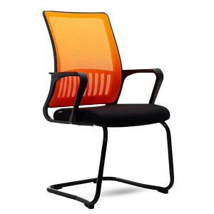 Stylish Orange Mesh Back Visitor Chair