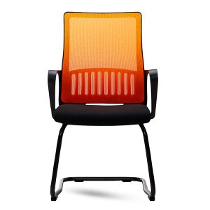 Stylish Orange Mesh Back Visitor Chair