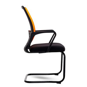 Stylish Orange Mesh Back Visitor Chair